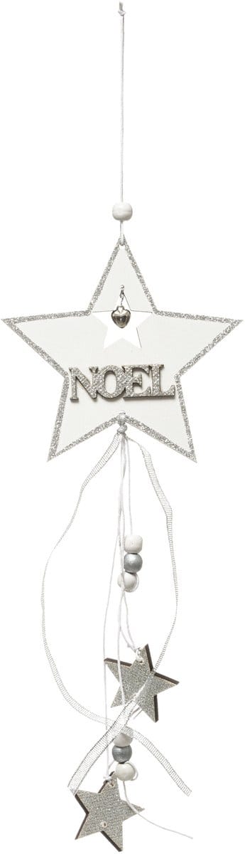 JJA - Hangdecoratie sterren wit en zilver 35 cm Kerst