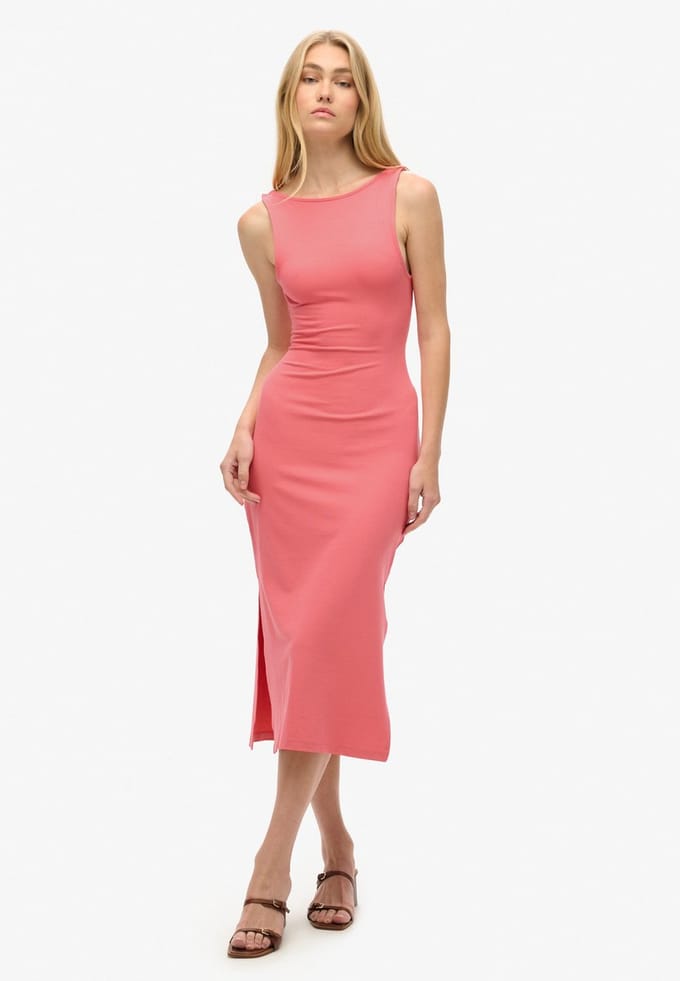 Superdry - Jersey midi-jurk met gedraaide achterkant - Dames - Jurken