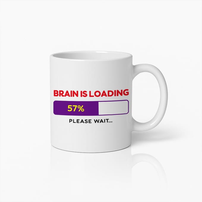 Witte Mok 330ml – “Brain Is Loading 57% Please Wait…” Grappige Voortgangsbalk Koffiebeker