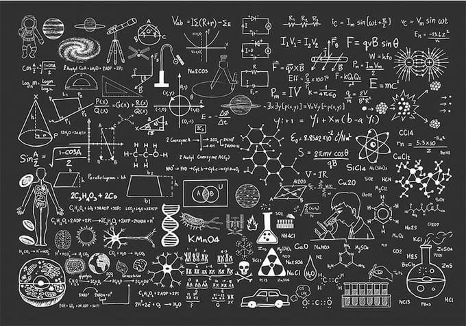 Fotobehang - Science on Chalkboard.