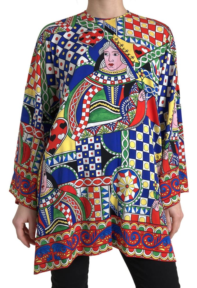 Zijde Speelkaarten Print Blouse