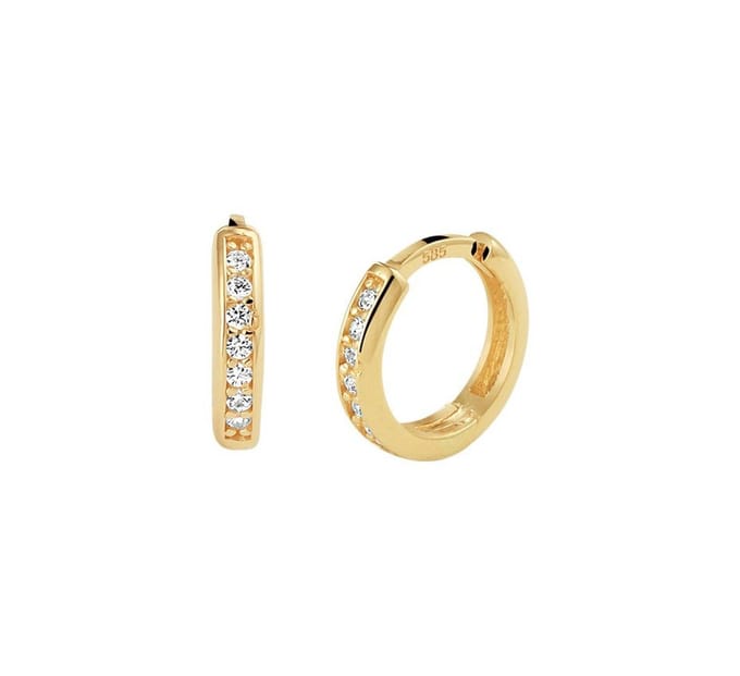 klapoorringen zirkonia 14K geelgoud 4023015