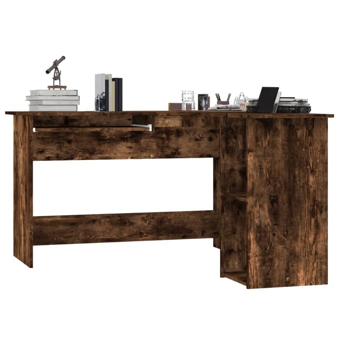 vidaXL - Hoekbureau - 120x140x75 - cm - bewerkt - hout - gerookt - eikenkleurig