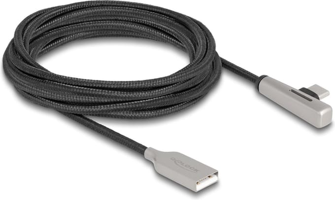 Delock USB 2.0 Cable Type-A male to USB Type-C™ male angled with LED and Fast Charging 60 W 3 m