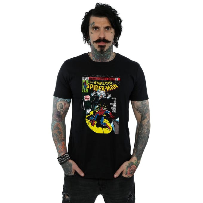 Marvel Heren Spider-Man Zwarte Kat Cover T-Shirt (Zwart)