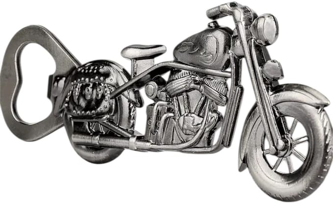 Flesopener Motorfiets ( Kleur: Donker Zilver ) 12.7 x 5.2 cm
