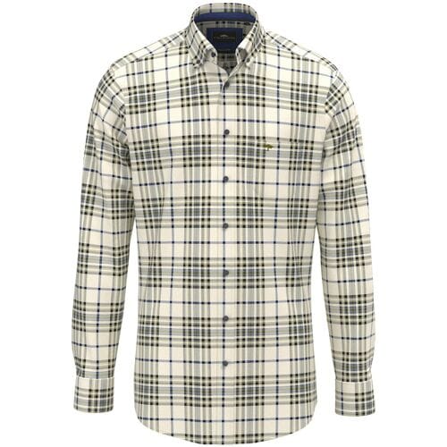 Fynch-Hatton Overhemd Herringbone Check Button-Down Moss / male