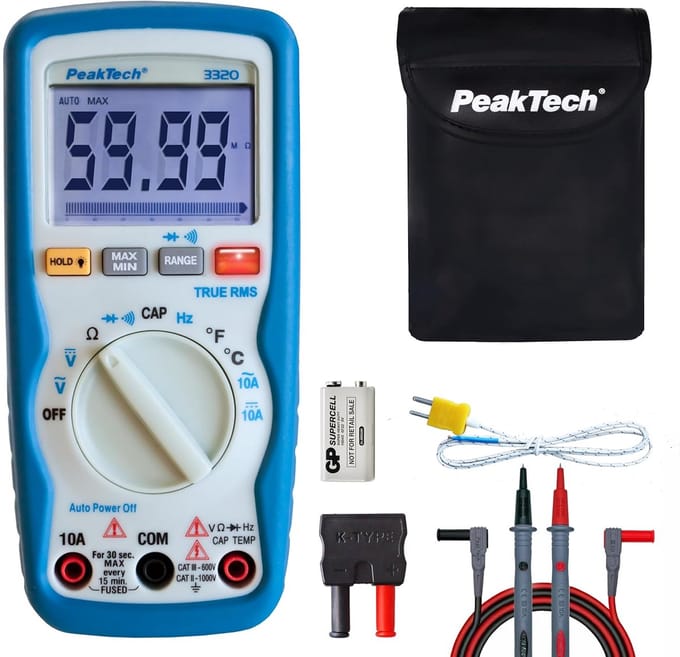 Digitale True RMS Multimeter 6000 Counts met Trilalarm - Capaciteit, Spanningsmeter en Doorgangstester - CAT III 600 V