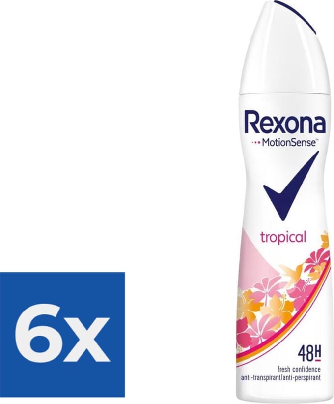 Rexona Deospray - Tropical 150 ml - Voordeelverpakking 6 stuks