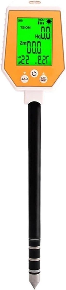 Bodemtester 6-in-1 - PH EC meter - Planten Verzorgen - Groot LCD Scherm - 278mm Lengte - Zilver