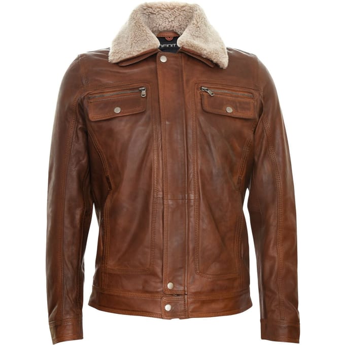 Heren truckershirt leren jas-Galway