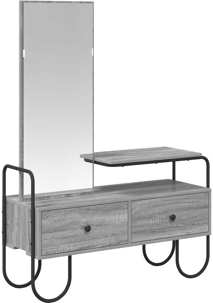 vidaXL - Kaptafel - met - lade - met - plank - Grijs - Sonoma - Bewerkt - hout