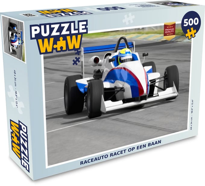 Puzzel Raceauto racet op een baan - Legpuzzel - Puzzel 500 stukjes