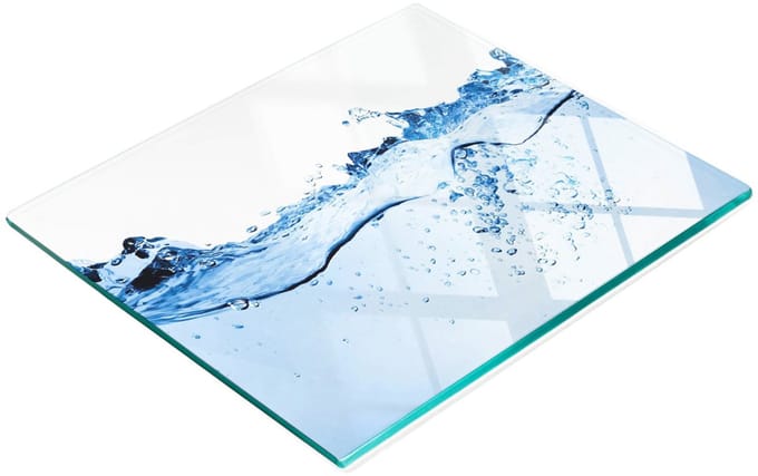 Keuken serveerplank van gehard glas met waterprint, 60x52 cm