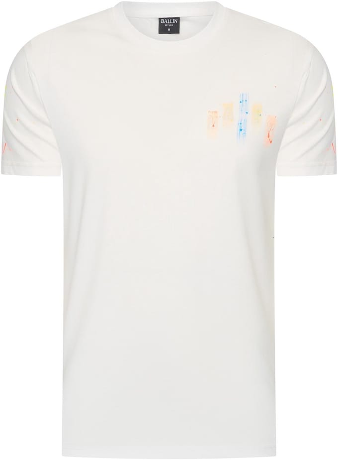 Heren Tee SS met Ballin Est. 2013 Paint Backprint Shirt Print - Wit - Maat S