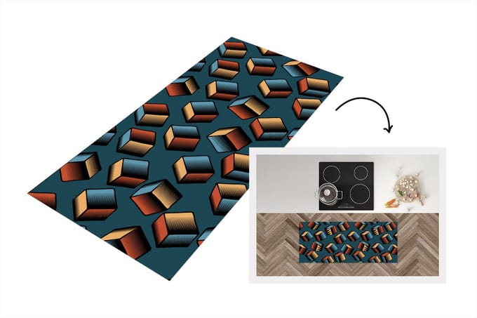 Keukenloper - Loper keuken - Patronen - Cube - 3D - 120x50 cm - Keukenloper vinyl