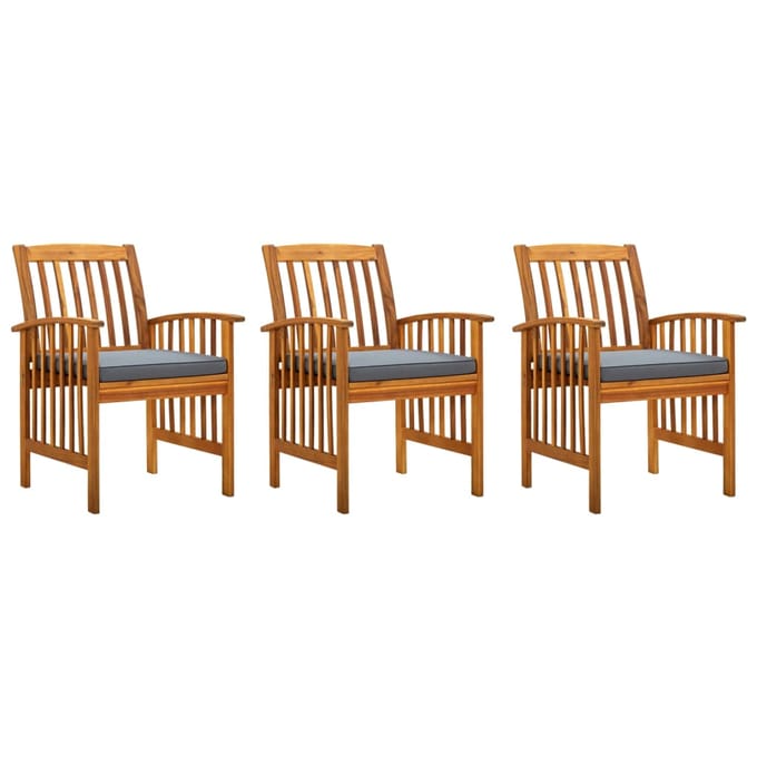 vidaXL - Tuinstoelen - 3 - st - met - kussens - massief - acaciahout