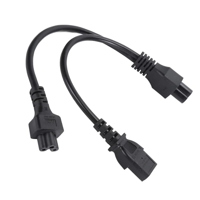 Câble adaptateur répartiteur IEC 320 C6 mâle vers C5+C13 femelle, cordon d'alimentation en Y pour ordinateurs portables et bureaux black