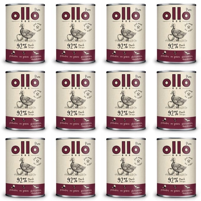Ollo Pure - Natvoer voor Honden - Eend met Appel - 12x850g