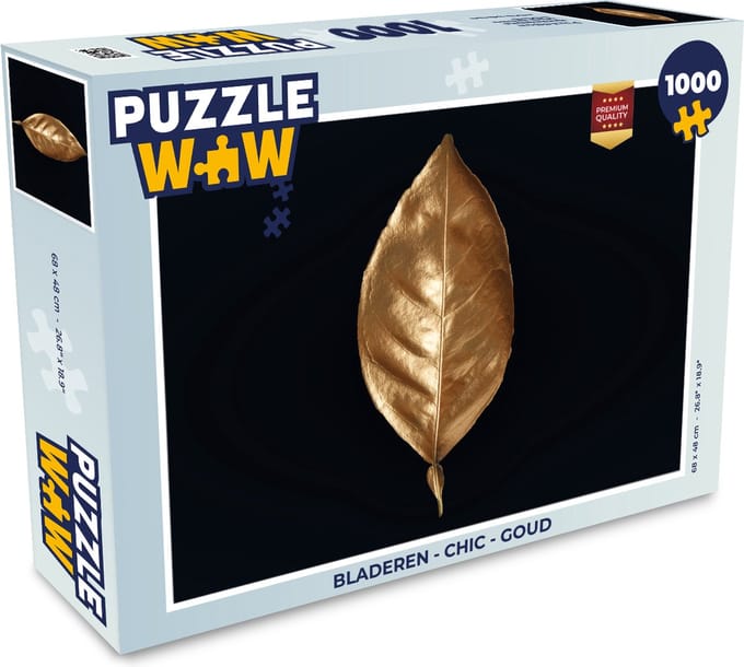 Puzzel Bladeren - Chic - Goud - Planten - Zwart - Legpuzzel - Puzzel 1000 stukjes volwassenen