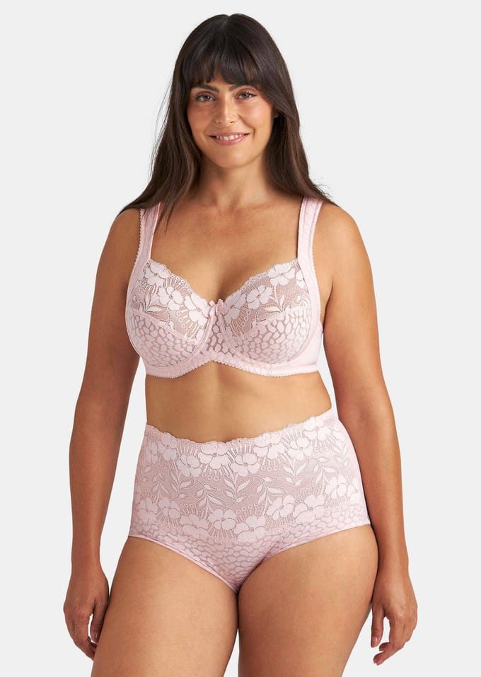 Beugelbeha met elastisch kant - rosé - Gr. 100 E van Goldner Fashion