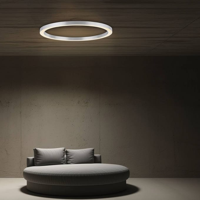 PURE LED plafondlamp Lines, Ø 70 cm, zilverkleurig, CCT