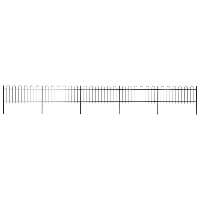 vidaXL - Tuinhek - met - ringtop - staal - 838x80 - cm - zwart