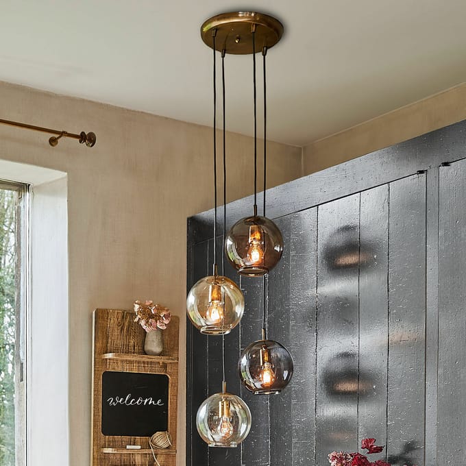 LOBERON Hanglamp Brontille bruin/antiekmessingkleurig