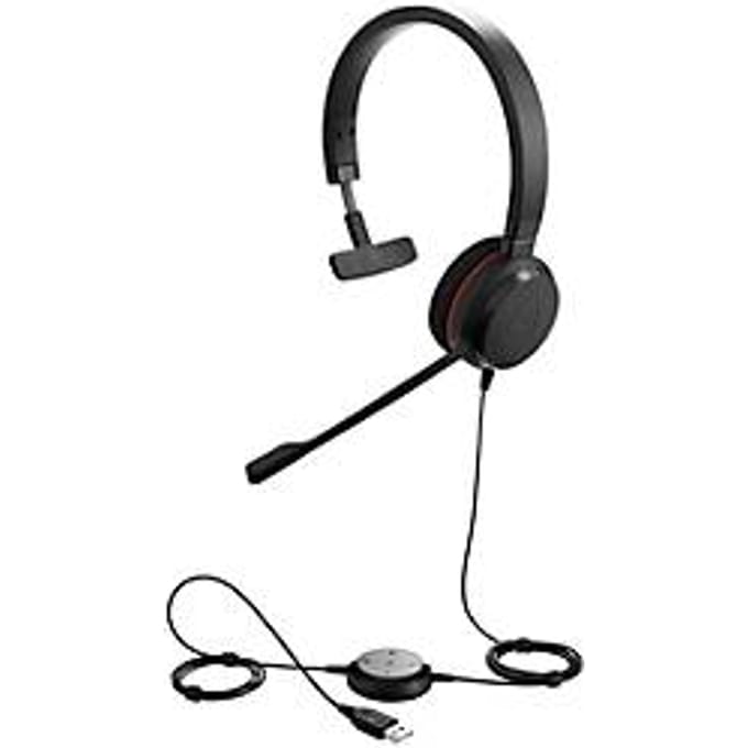 Jabra Evolve 20 On Ear headset Kabel Mono Zwart Ruisonderdrukking (microfoon) Headset, Volumeregeling Computer