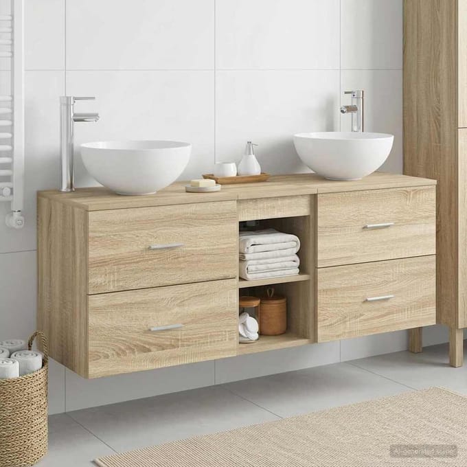 vidaXL - Badkamerkast - set - 3 - st - Sonoma - Eiken - 129 - x - 35 - x - 80 - cm