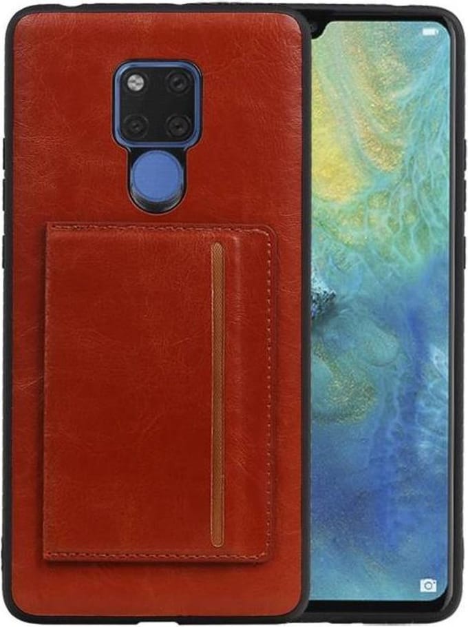 Bruin Staand Back Cover 1 Pasjes voor Huawei Mate 20 X