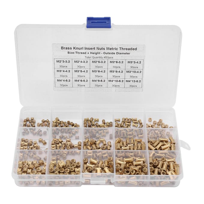 450 Pièces Écrou à Insert Moulé Fileté Laiton Knurled Accessoires de Fixation