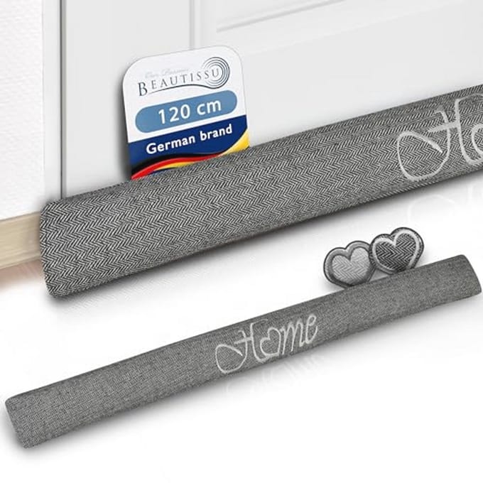 Draught Excluder 120cm - Heavy Door Draught Stopper as Windstopper for Doors and Windows - Long Draught Exclusion Cushion Home - Door Sausage in Anthracite