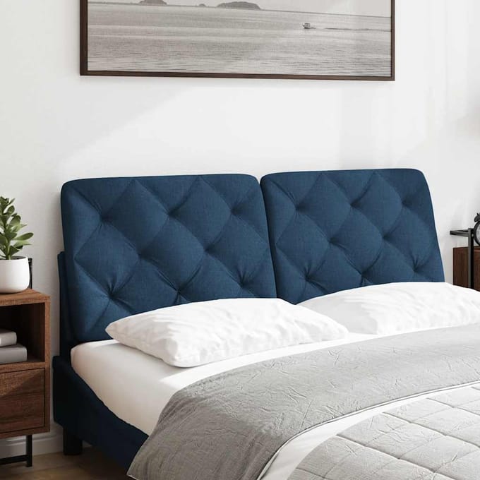 vidaXL - Hoofdbordkussen - 140 - cm - stof - blauw