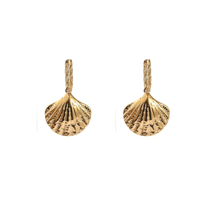 Go Dutch Label Oorhangers Big Shell Hoop Goudkleurig