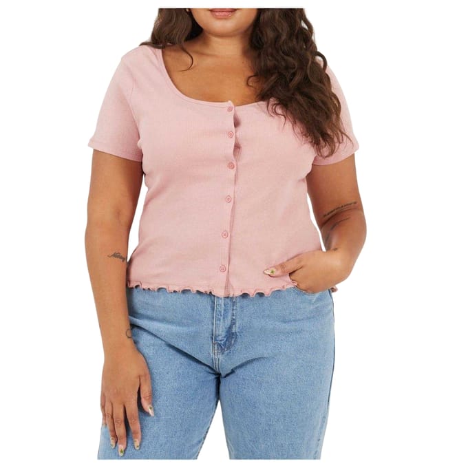 Brave Soul Dames/Dames Geribd Plus T-shirt (Stoffige roos)