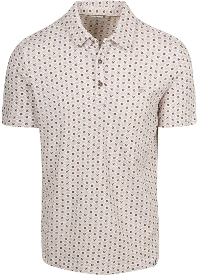 R2 Amsterdam Polo Print Beige - Maat L - Heren