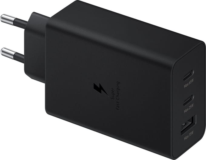 Samsung Originele Power Adapter Trio - Oplader - 2x USB-C en 1x USB aansluiting - Fast Charge - 65W - Zwart