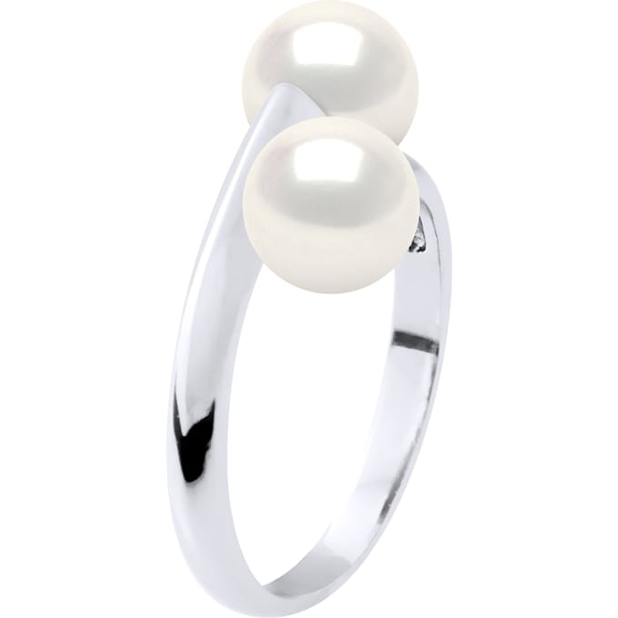 Ring Jij & Ik - 2 Echte Gecultiveerde Zoetwaterparels Rond 6-7 mm - Kwaliteit AAA