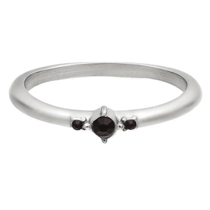 Yehwang Ring Zirkoonsteentjes zilver zwart maat 16