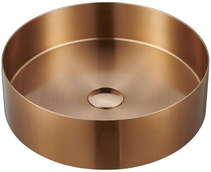 Sapho Aurum RVS waskom, Ø38cm, inclusief afvoer, mat koper