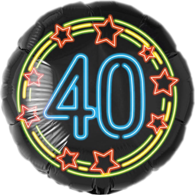 Folieballon - 40 jaar - Neon - 46cm - Zonder vulling