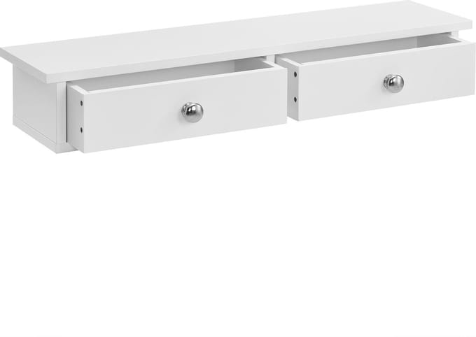 Wandplank met 2 lades zwevend MDF 60x15x10 cm wit