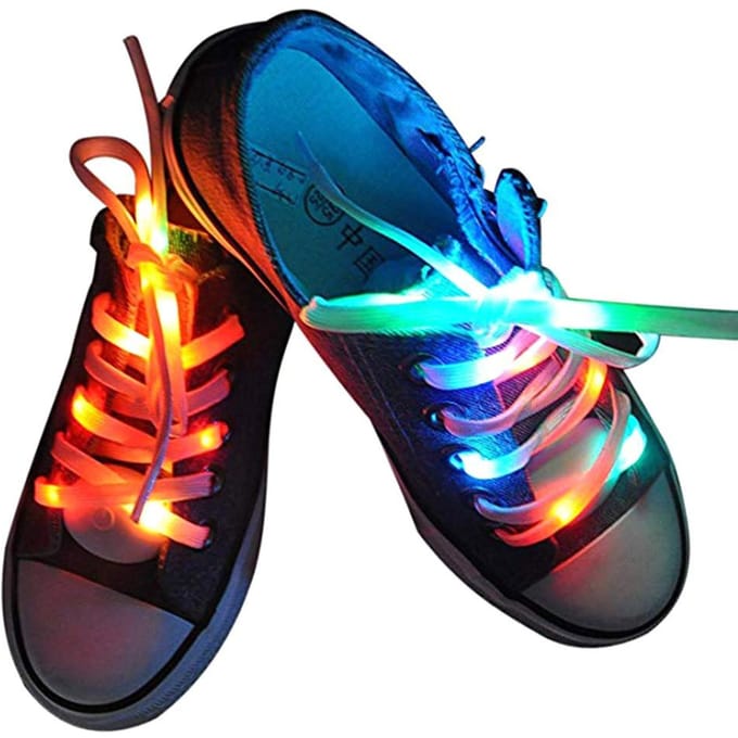 1 Paar LED Licht Waterdichte Schoenveters Batterij Aangedreven Knipperende Verlichting Schoenveters voor Feest Hip Hop wit