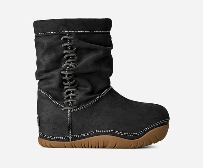 UGG® Classic Bucked Boot in Black, Size 8, Leather