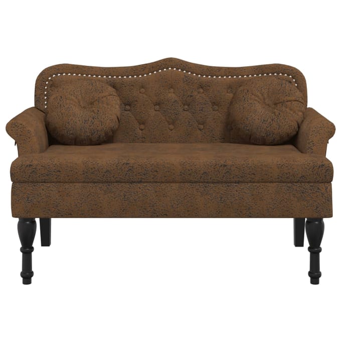 vidaXL - Bank - met - kussens - bruin - 120,5x65x75 - cm - kunstsuède