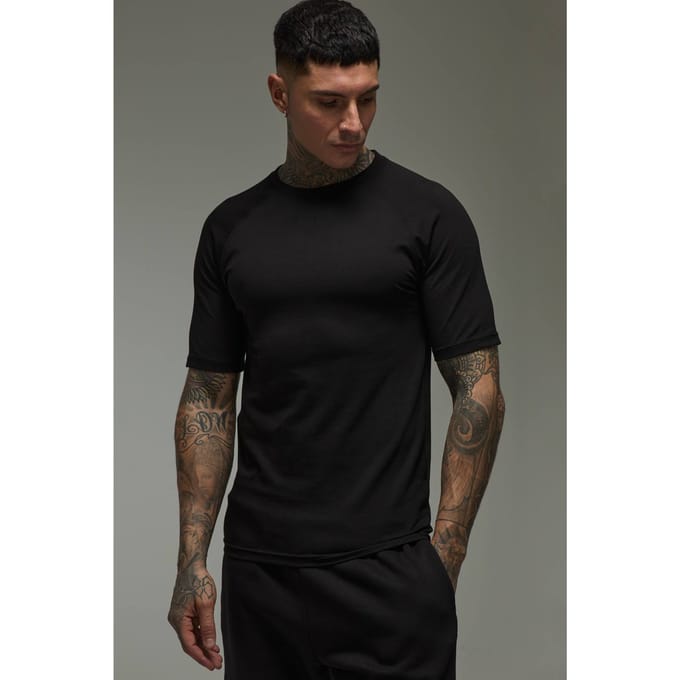Tall Men's Active Gym Raglan Muscle fit T-shirt | Black | Size Medium