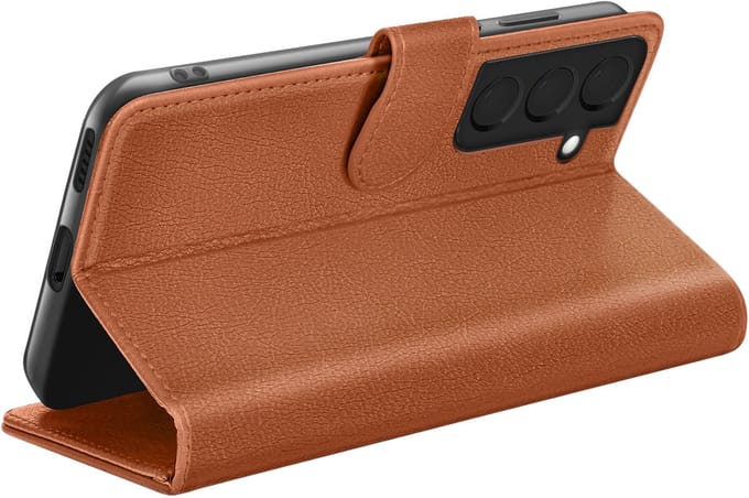 Zanae, Hoesje geschikt voor Samsung Galaxy S22 Plus - Wallet Case & Stand, Bruin