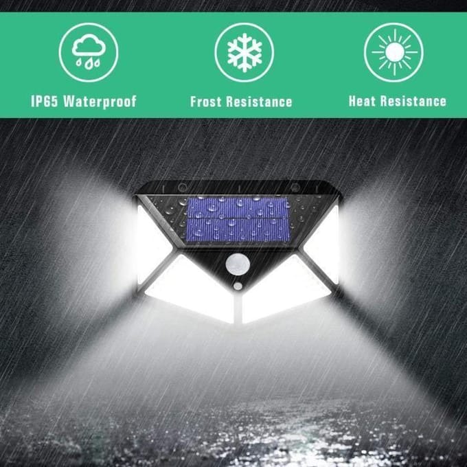 Lampe Solaire Extérieure 100 Led - Éclairage Détecteur De Mouvement 270° - prévision IP65 - Noir noir