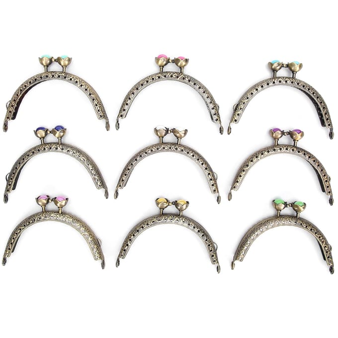 9 Stuks Portemonneesluiting Vintage Muntzakje Frame Metaal Embossing DIY Knutselaccessoires gray